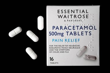 Londra, 10 Haziran 2025, Parasetamol Ağrı kesici haplar
