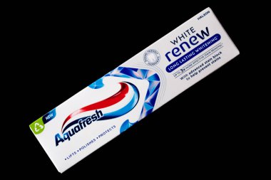 London UK, June23 2025, Boxed Tube Of Aquafreash Whitening Toothpaste