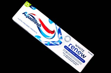 London UK, June23 2025, Boxed Tube Of Aquafreash Whitening Toothpaste