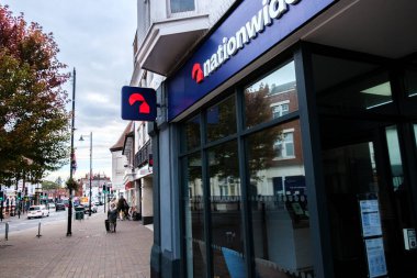 London UK September 27 2025, High Street Branch Nationwide Building Society With No People