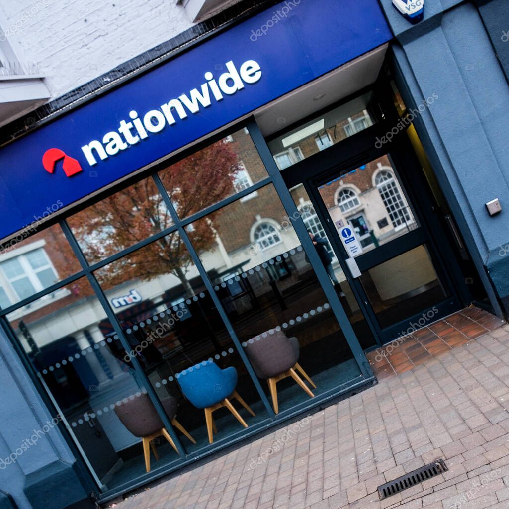 London UK September 27 2025, High Street Branch Nationwide Building Society With No People