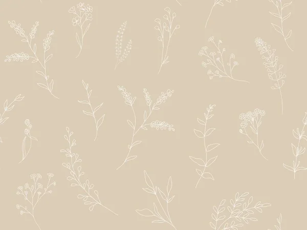 Nahtloses Blumenmuster Botanische Clip Art Wildblumen Kranz Skethc Vector Line — Stockvektor
