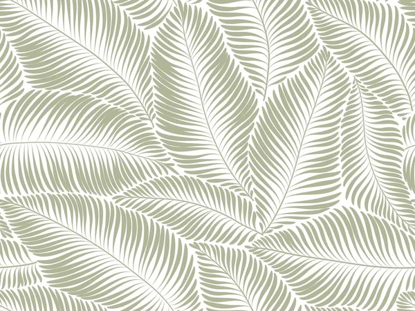 Hladké Abstraktní Květinové Pozadí Listy Bílý Vzor Zelenými Malovanými Listy — Stockový vektor