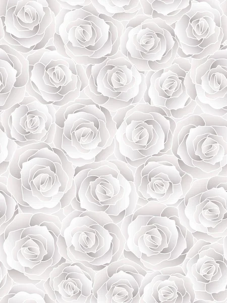 Gri Beyaz Güllerle Kusursuz Çiçek Arkaplanı — Stok Vektör