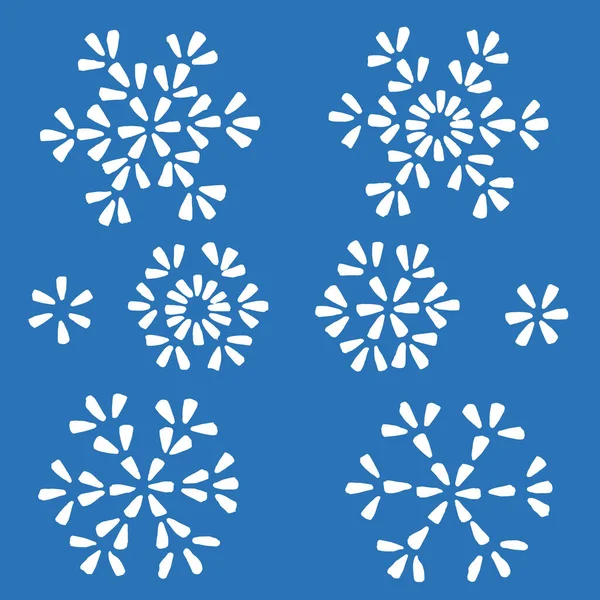 Набор Снежинок Нарисованных Кистью Рисование Детей Вектор — стоковый вектор