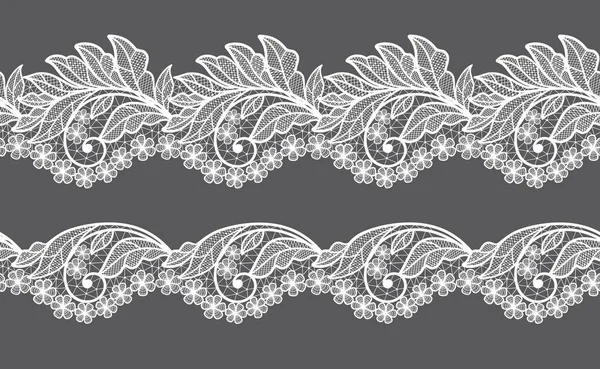 Seamless Floral Background White Lace Leaves Vector White Lace Branches — Stock Vector