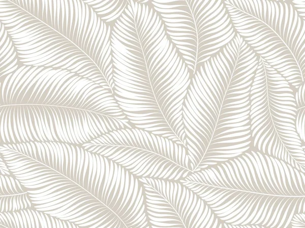 Бесшовный Абстрактный Цветочный Фон Листьями Серый Узор Белыми Окрашенными Листьями Стоковый вектор