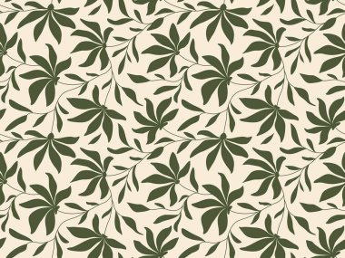 Abstract botanical art background. Natural hand drawn pattern design with leaves branch collage. Simple contemporary style illustrated design for fabric, print, cover, banner, wallpaper. clipart