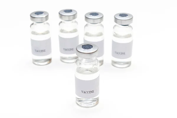 Stock image Bottles with vaccine, developed for protection. Prevention, disease with vaccination injection treatment. Study of analyzes infected with infection concept.