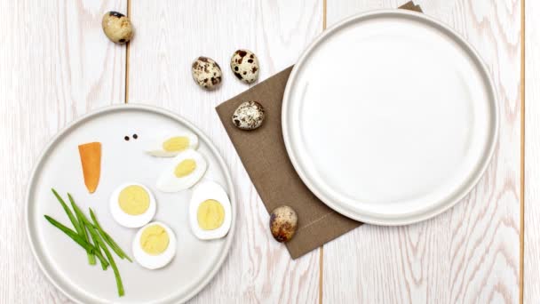 Easter Funny Creative Appear Stop Motion Healthy Breakfast Lunch Food — Stock videók