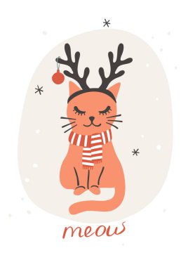 Kızıl kedili Noel kartı 