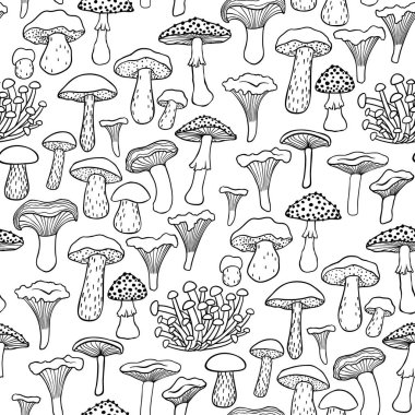 Siyah ve beyaz mantarlı kusursuz desen