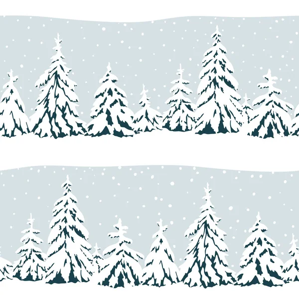 Seamless Mönster Med Vinter Träd — Stock vektor