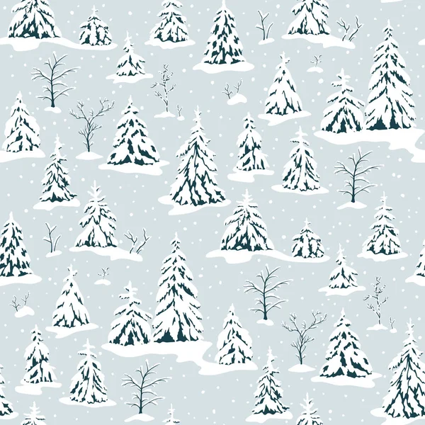 Patrón Sin Costuras Con Árboles Invierno — Archivo Imágenes Vectoriales