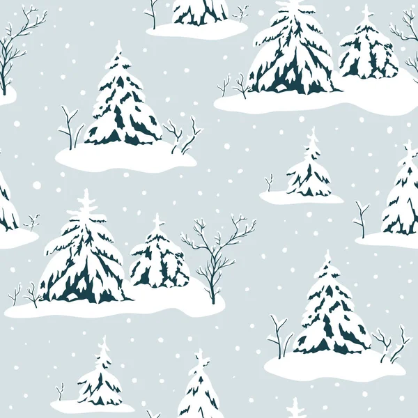 Бесшовный Узор Зимними Деревьями — стоковый вектор