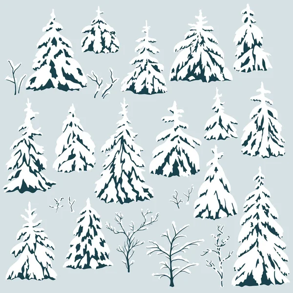 Χειμερινά Δέντρα Εικόνες Χριστουγέννων — Διανυσματικό Αρχείο