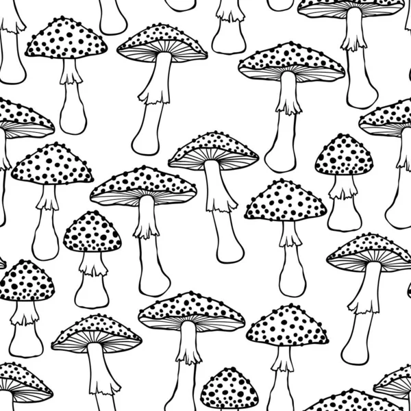 Padrão Sem Costura Com Cogumelos Pretos Brancos Ilustrações De Bancos De Imagens Sem Royalties