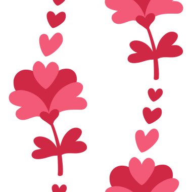 Çiçekler ve kalplerle kusursuz desen