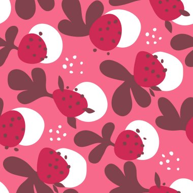Seamless floral pattern with abstract strawberry