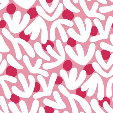 Pink and white abstract floral seamless pattern