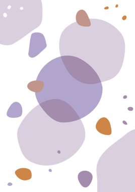 Leylak, turuncu ve kahverengi organik şekilli soyut poster