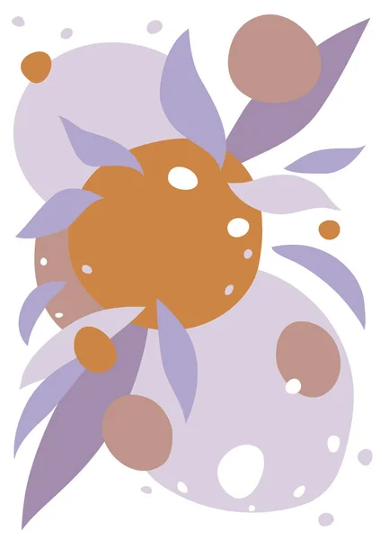 ライラック オレンジ 茶色の有機的な形状の抽象的なポスター — ストックベクタ