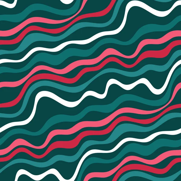 色彩艳丽波浪形线条的无缝线抽象图案 — 图库矢量图片