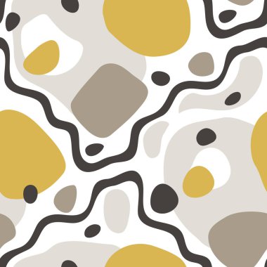 Dalgalı çizgileri ve soyut organik şekilleri olan soyut, pürüzsüz desenler.