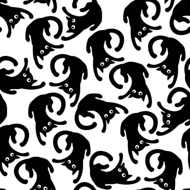 Komik siyah kedilerle kusursuz desen