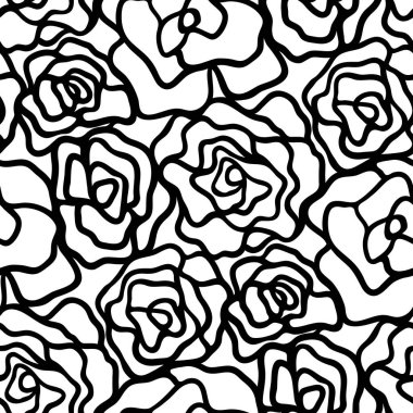 Siyah ve beyaz desensiz çiçek deseni