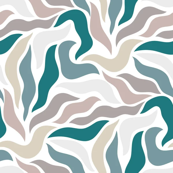 Abstract Floral Seamless Pattern Wavy Leaves — Vetor de Stock