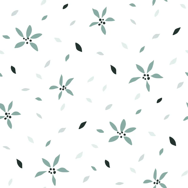 小さな花や葉でシームレスなパターン — ストックベクタ
