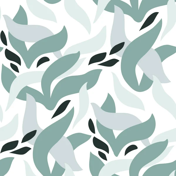Abstract Floral Seamless Pattern Wavy Leaves — ストックベクタ