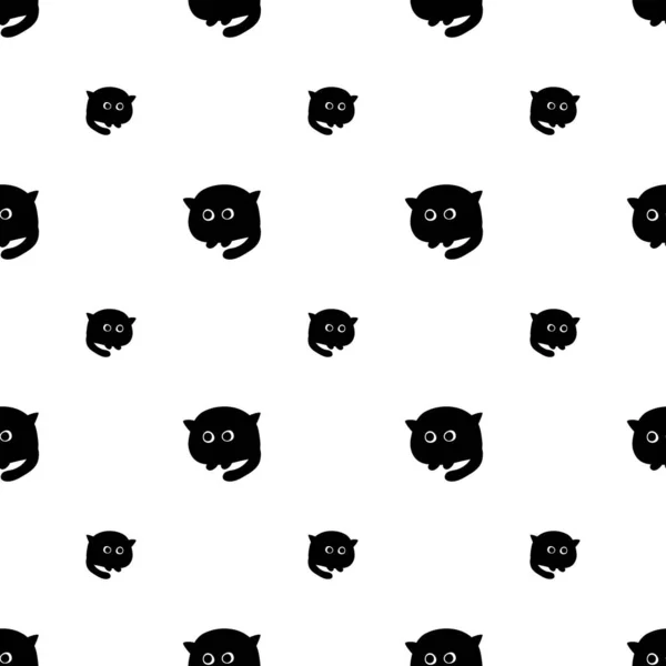 Patrón Sin Costuras Con Divertidos Gatos Negros — Vector de stock