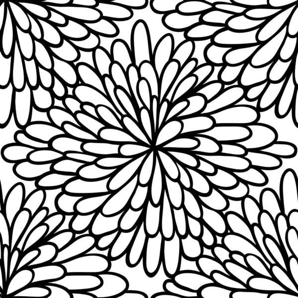 Motif Floral Sans Couture Noir Blanc — Image vectorielle