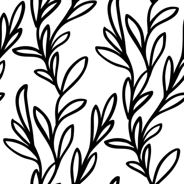 Black White Floral Seamless Pattern — Stock Vector