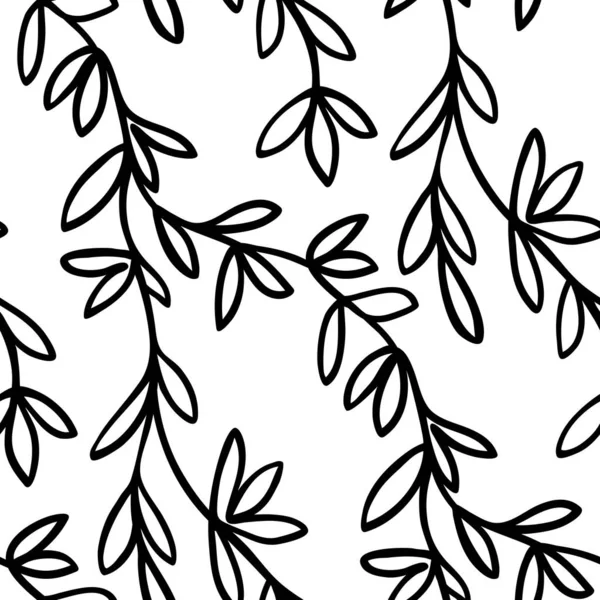 Чорно Білий Квітковий Безшовний Візерунок Стокова Ілюстрація