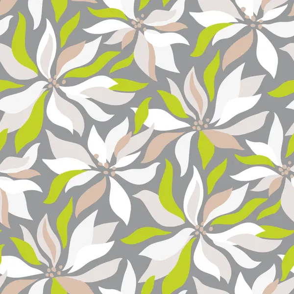 Seamless Pattern Abstract Flowers Leaves Stock Illustration