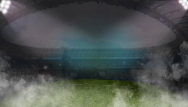 Duman içindeki futbol stadyumu, arka plan, oyunlar