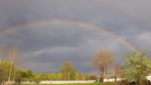 Double Rainbow Spring Village Bright Shots — Stockvideo