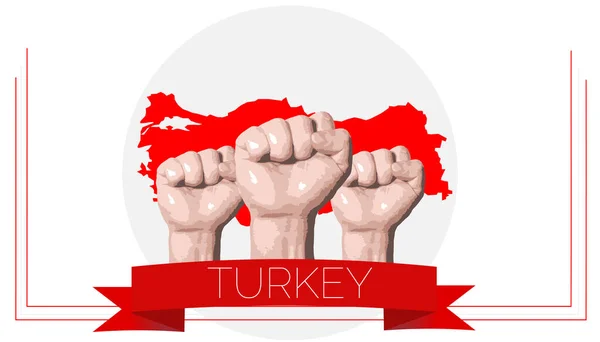 National day of Turkey, fists raised up , pray for turkey ,earthquake