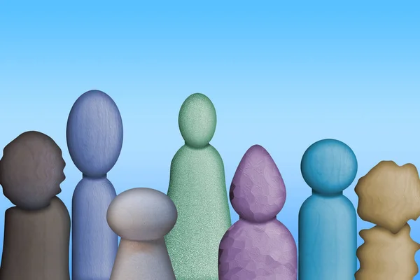 Unique Diverse Looking Characters Stand Together Depicting Concept Diversity Inclusion — Stock Photo, Image