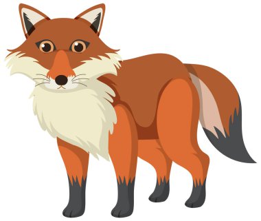 Cute fox in flat cartoon style illustration