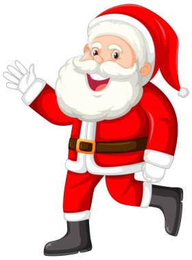 Sanata Claus el sallıyor. Çizgi film karakteri çizimi.