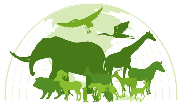 Green silhouette of wild animals illustration