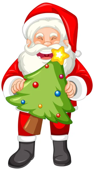 Weihnachtsmann Mit Weihnachtsbaum Illustration — Stockvektor