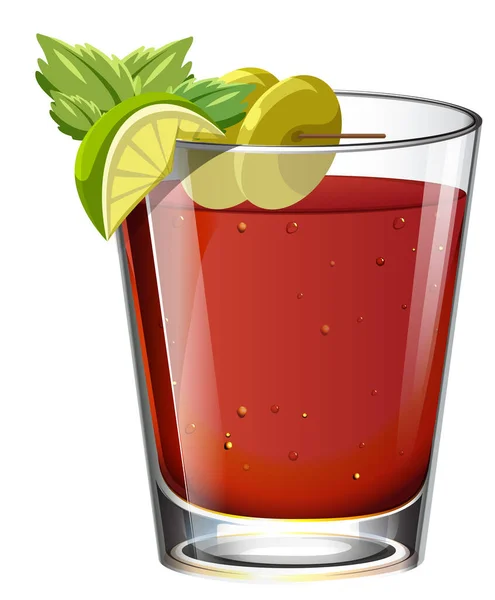 Bicchiere Sanguinoso Cocktail Mary Isolato Illustrazione — Vettoriale Stock