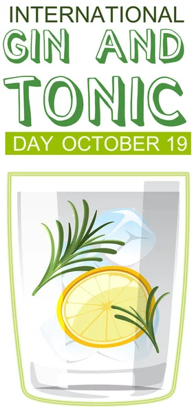 International Gin Tonic Day Logo Design Illustration — Stok Vektör