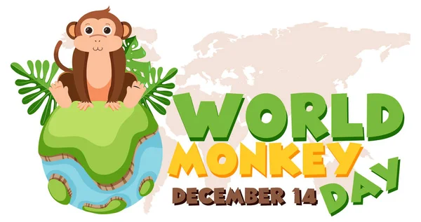 Ilustração Projeto Cartaz Dia Macaco Mundial — Vetor de Stock