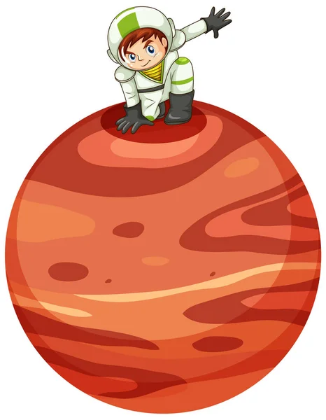 Illustration Astronaute Sur Planète Mars — Image vectorielle